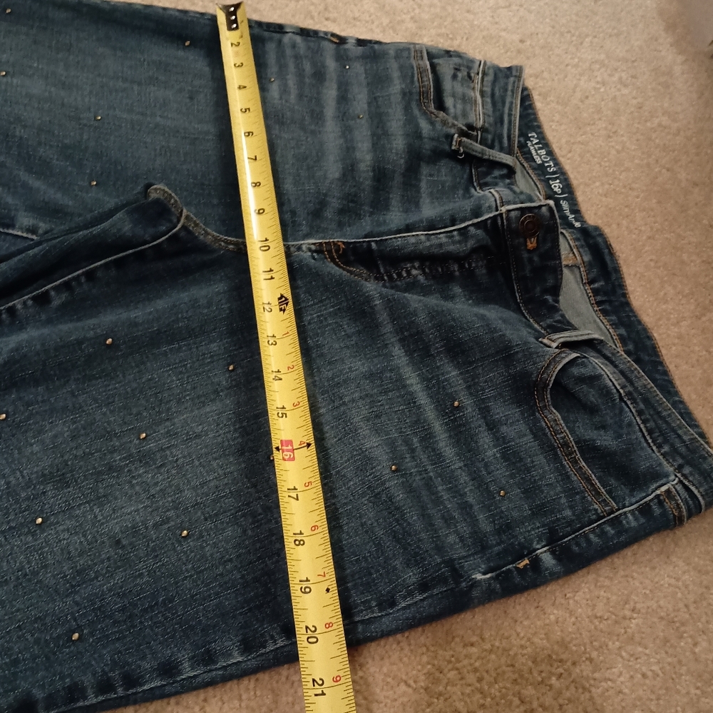 Talbots Studded Flawless Slim Ankle Jeans Size 16P Classic Denim Style Y2K - Picture 12 of 14